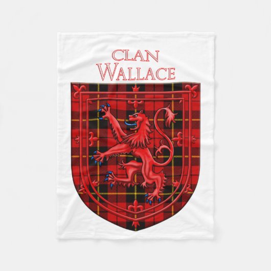 Wallace Tartan Scottish Plaid Lion Rampant フリースブランケット (正面)