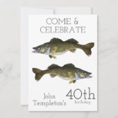 Walleyeの魚釣りの大人の人の誕生日のスポーツ第40 招待状 (正面)