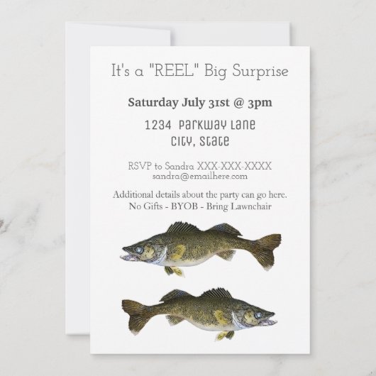 Walleyeの魚釣りの大人の人の誕生日のスポーツ第40 招待状 (裏面)