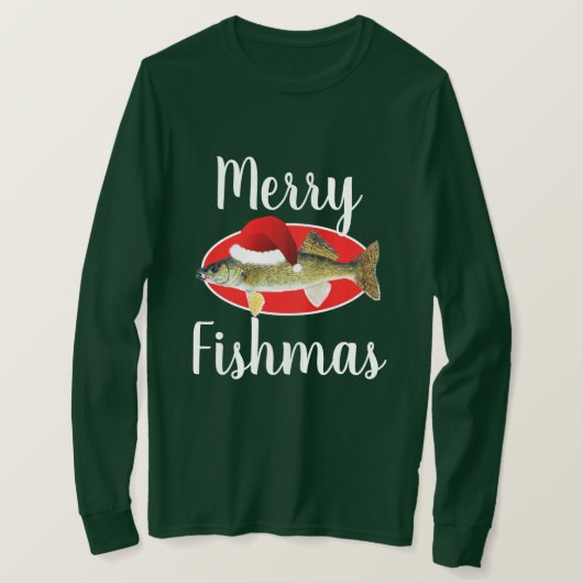 Walleye "フィッシュメリー"醜いクリスマス tシャツ (デザイン正面)