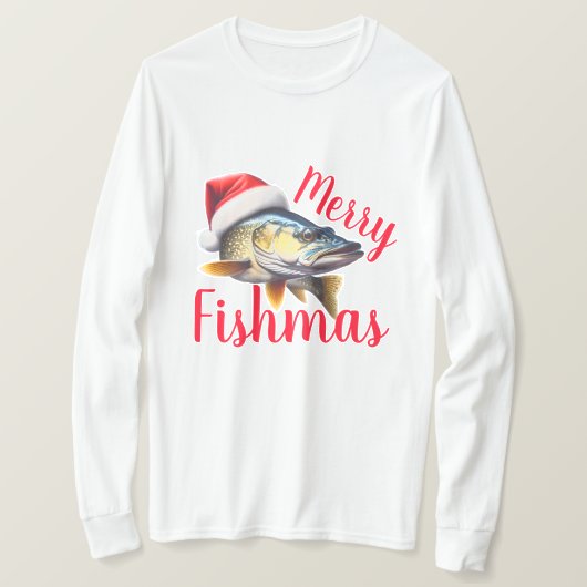 Walleye "フィッシュメリー"醜いクリスマス tシャツ (デザイン正面)