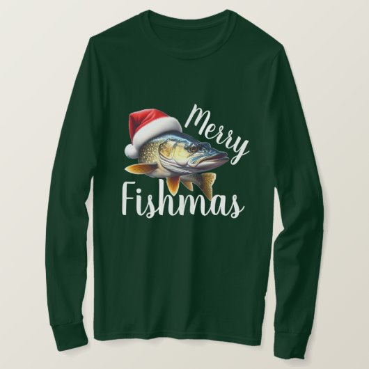 Walleye "フィッシュメリー"醜いクリスマス tシャツ (デザイン正面)
