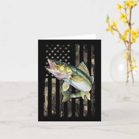 Walleye Camo American Flag カード (黄色い花)