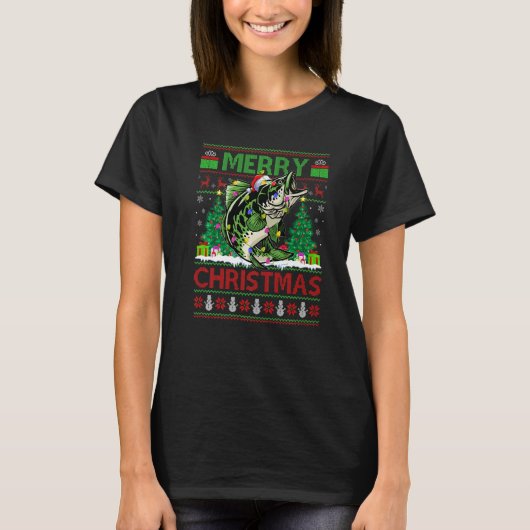 Walleye Fish  Xmas Tree Ugly Santa Walleye Christm Tシャツ (正面)