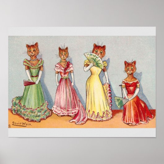 Wallflower Cats by Louis Wain ポスター (正面)