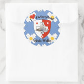 Wallis Valais Schweiz Suisse Svizzera Aufkleber ラウンドシール (バッグ)