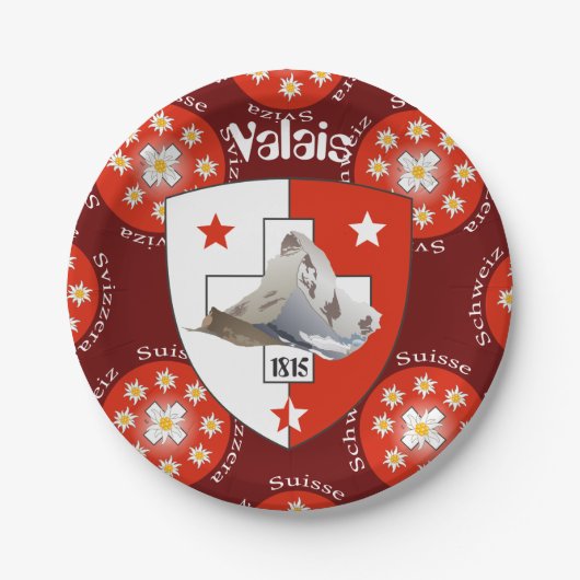 Wallis - Valais Schweiz - Suisse Teller ペーパープレート (正面)