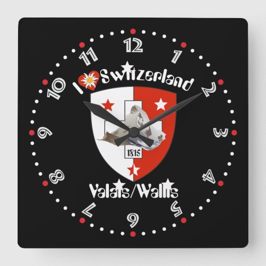Wallis Valais Schweiz Suisse Uhr スクエア壁時計 (正面)