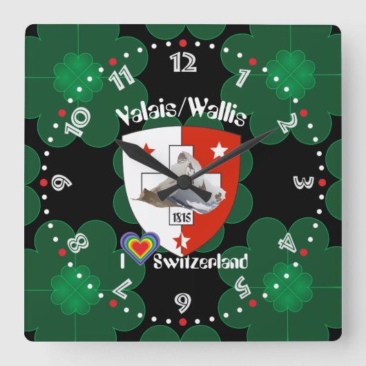 Wallis Valais Schweiz Suisse Uhr スクエア壁時計 (正面)