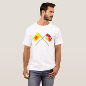 WalloonおよびLiègeの交差させた旗 Tシャツ (正面フル)