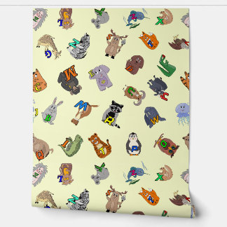 Wallpaper Educational print with a fun animal alph 壁紙