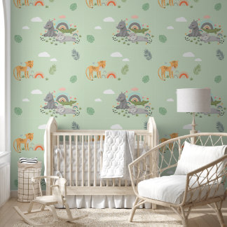 Wallpaper with pattern  wild African animals. 壁紙