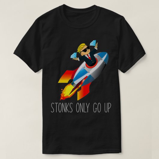 WallStreetBets WSBロケット船で月の石に Tシャツ (デザイン正面)