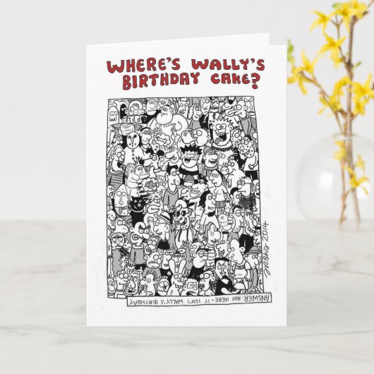 Wallyのお誕生日ケーキカードがあるところ カード (黄色い花)