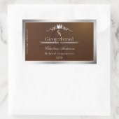 Walnut Brown Product Label Silver Frame Monogram 長方形シール (バッグ)