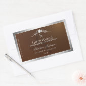 Walnut Brown Product Label Silver Frame Monogram 長方形シール (封筒)