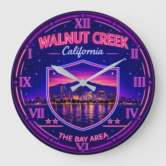 Walnut Creek California Bay Area ラージ壁時計 (正面)