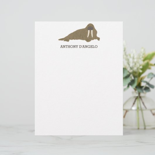 Walrusグラフィックパーソナライズされたライティング紙 レターヘッド (スタンド正面)