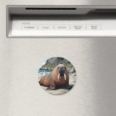 Walrus on a Sandy Beach  | Cute Animals マグネット (インサイチュ (食洗機))