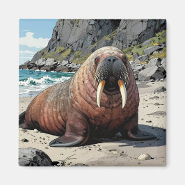 Walrus on a Sandy Beach  | Cute Animals マグネット