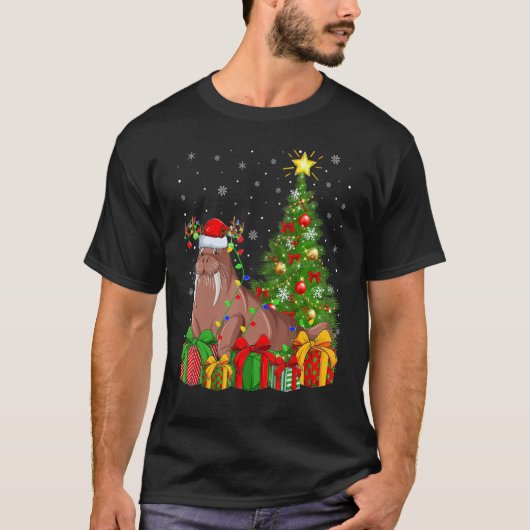 Walrus   Xmas Holiday Santa Walrus Christmas Tree Tシャツ (正面)