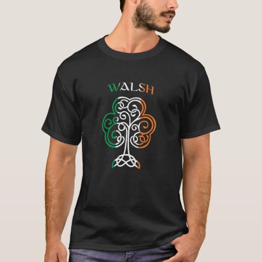 WALSHアイルランド名シャムロックアイルランド国旗の家族 Tシャツ (正面)