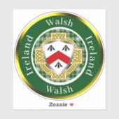 Walsh Irish Shield/Celtic Cross Personalized シール (シート)