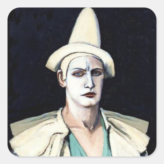 Walt Kuhnによるピエロとしてのアーティストポートレート スクエアシール (正面)