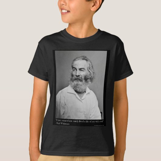 Walt Whitman Joy With You Love引用文マグティーなど Tシャツ (正面)