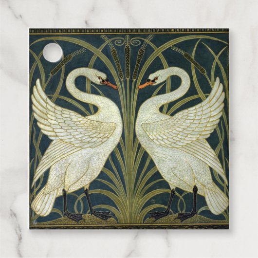 Walter Crane スワン＆ラッシュ＆アイリス ヴィクトリアン フェイバータグ (正面)