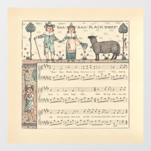 Walter Crane Baa Baa Black Sheep Nursery Rhyme  ウィンドウサイン (シート)