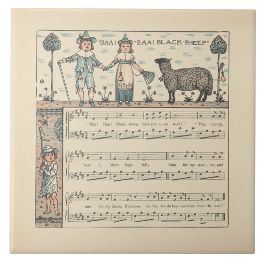 Walter Crane Baa Baa Black Sheep Nursery Rhyme  タイル (正面)
