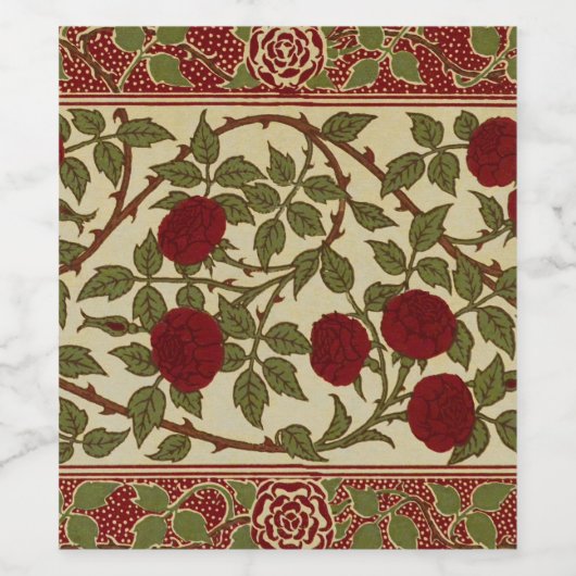 Walter Crane Red Roses with Thorned Stems ワインラベル (シングルラベル)