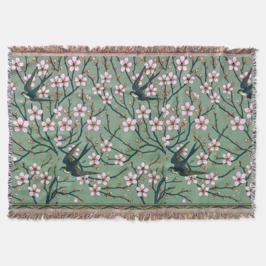 Walter Crane Swallows and Almonds Throw Blanket スローブランケット (正面)