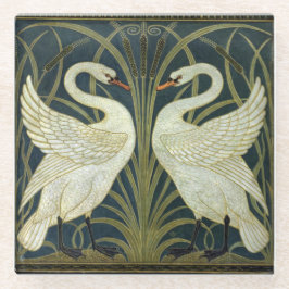 Walter Crane Swan & Rush and Iris Victorian  ガラスコースター