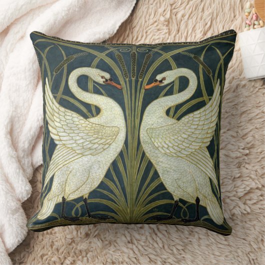 Walter Crane Swan & Rush and Iris Victorian  クッション (ブランケット)