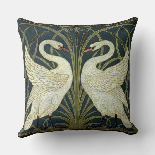 Walter Crane Swan & Rush and Iris Victorian  クッション (裏面)