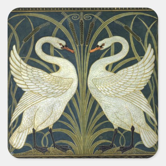 Walter Crane Swan & Rush and Iris Victorian スクエアシール (正面)