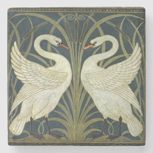 Walter Crane Swan & Rush and Iris Victorian  ストーンコースター (正面)