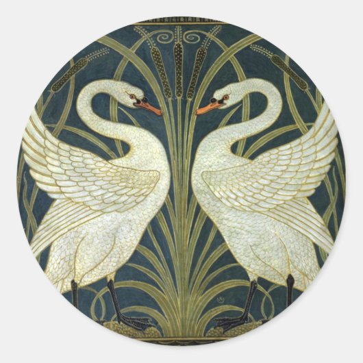 Walter Crane Swan & Rush and Iris Victorian  ラウンドシール (正面)