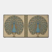 Walter Crane Vintage Gold Blue Peacock Art デスクマット (正面)