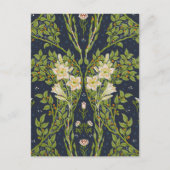 Walter Crane Vintage Navy White Lily Pattern ポストカード (正面)