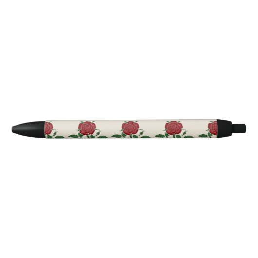 Walter Crane Vintage Saxon Red Rose Pattern 黒ボールペン (正面)