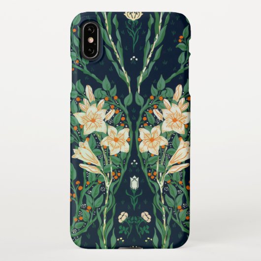 Walter Crane White Lily-Blue Back Botanical iPhoneケース (裏面)