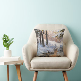 Walter Moras雪の森の風景 クッション