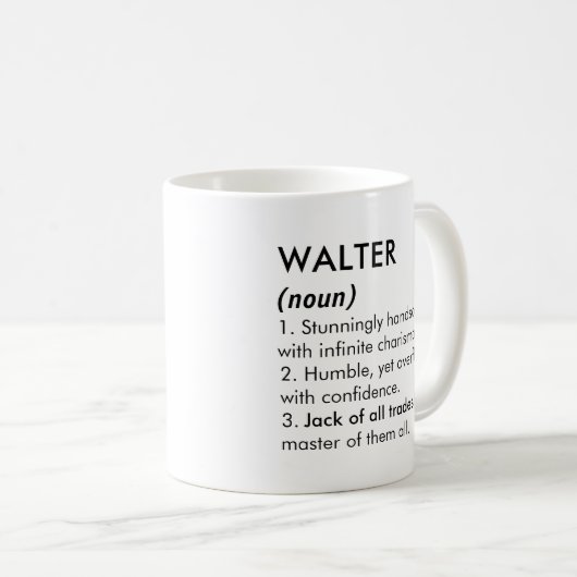 Walter name, Editable name, Custom name コーヒーマグカップ (正面右)