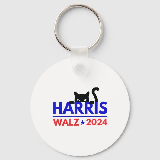 Walz 2024キャッおもしろいト選挙Kamala Harris Tim Wal キーホルダー (正面)