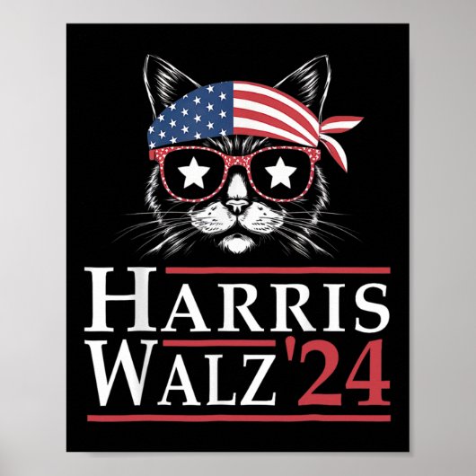 Walz 2024キャッおもしろいト選挙Kamala Harris Tim Wal ポスター (正面)