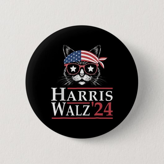 Walz 2024キャッおもしろいト選挙Kamala Harris Tim Wal 缶バッジ (正面)