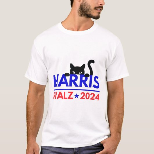 Walz 2024キャッおもしろいト選挙Kamala Harris Tim Wal Tシャツ (正面)